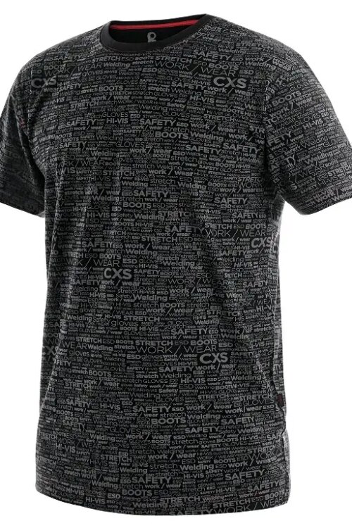 Tričko CXS DARREN, krátký rukáv, potisk CXS logo, černé, vel. L