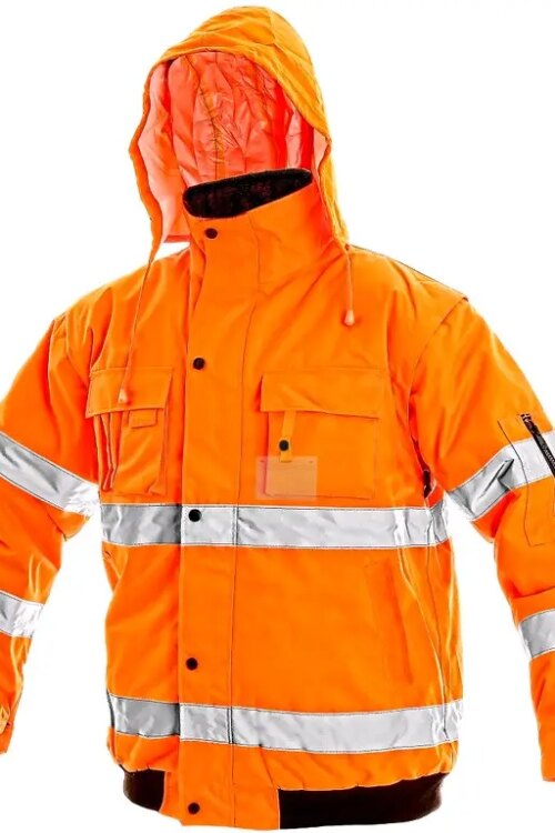 Bunda CXS LEEDS, výstražná, zimní, pánská, oranžová, vel. M
