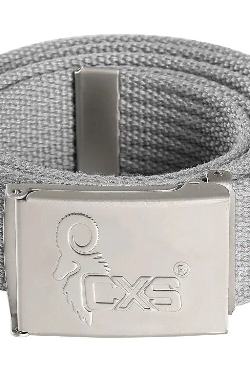 Opasek CXS KARUK, šedý, 3,5 cm, textilní, spona s logem CXS