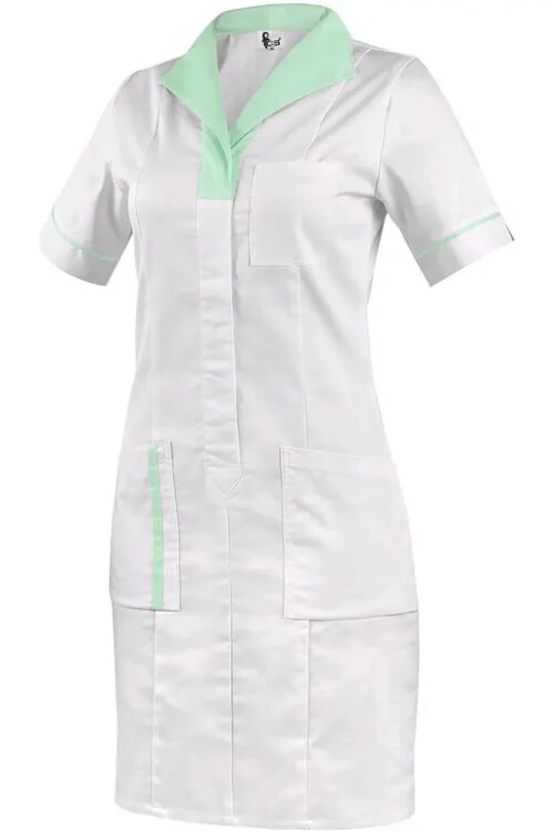 Dámské šaty CXS BELLA bílé se zelenými doplňky, vel. 38