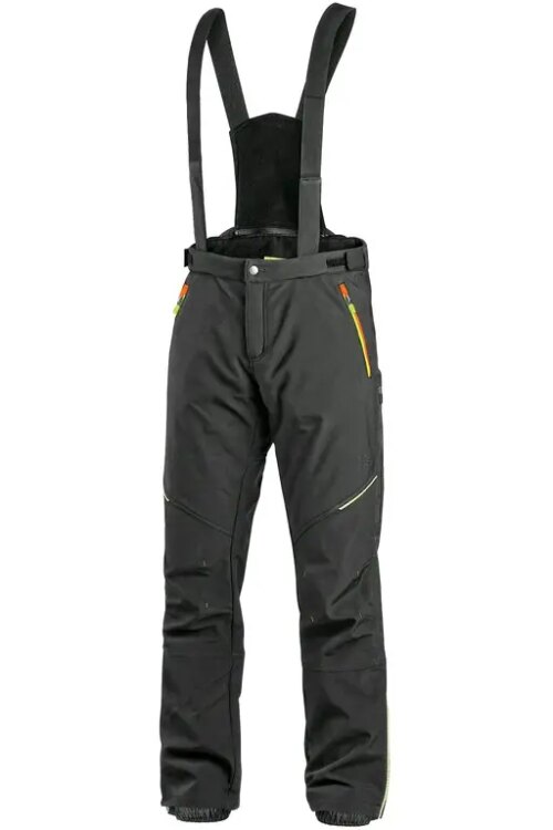 Kalhoty CXS TRENTON, zimní softshell, pánské, černé s HV žluto/oranžovými doplňky, vel. 48