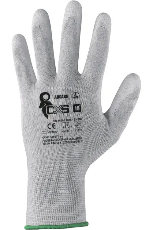 Rukavice CXS ADGARA, antistatické, ESD, povrstvená dlaň a prsty, vel. 09