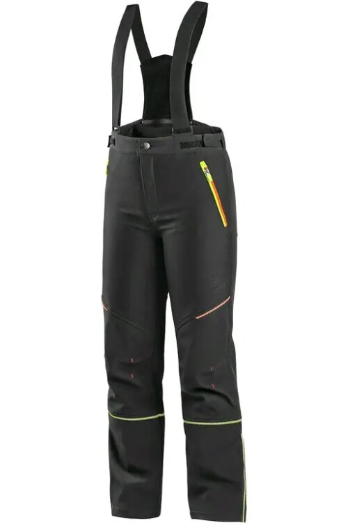 Kalhoty CXS TRENTON, zimní softshell, dětské, černé s HV žluto/oranžové doplňky