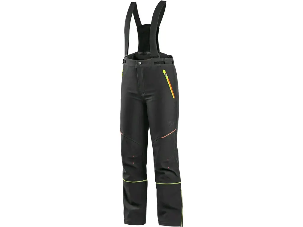 Kalhoty CXS TRENTON, zimní softshell, dětské, černé s HV žluto/oranžové doplňky, vel. 160