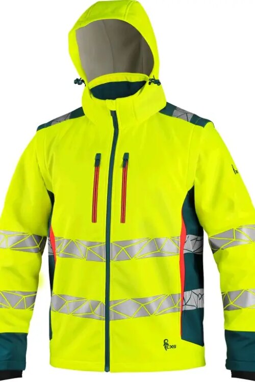 Bunda CXS BEDFORD, výstražná, pánská, softshell, žluto-petrolová, vel. 2XL